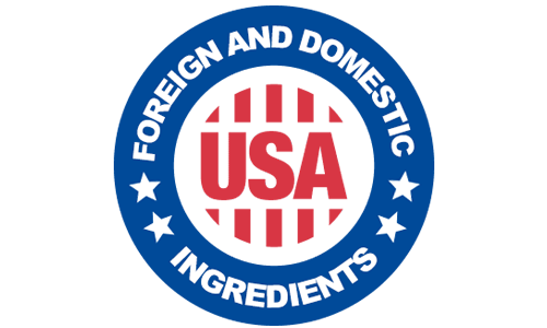 Made in USA with foreign and domestic ingredients